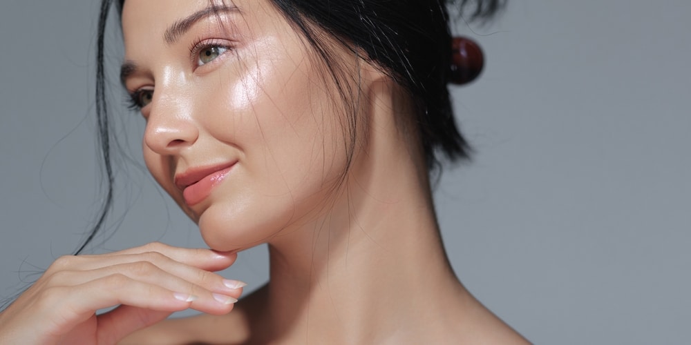 Woman with clear, dewy skin in Sugar Land, TX